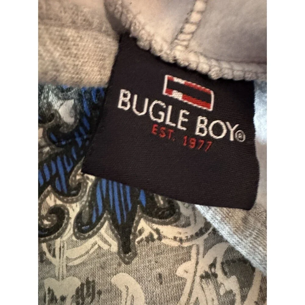 Vintage Y2K Kids Sz 7 Bugle Boy Gray Blue Eagle Hoodie